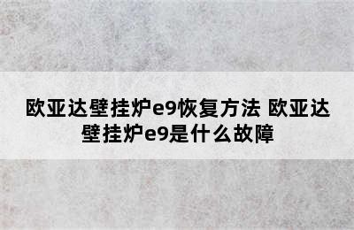 欧亚达壁挂炉e9恢复方法 欧亚达壁挂炉e9是什么故障